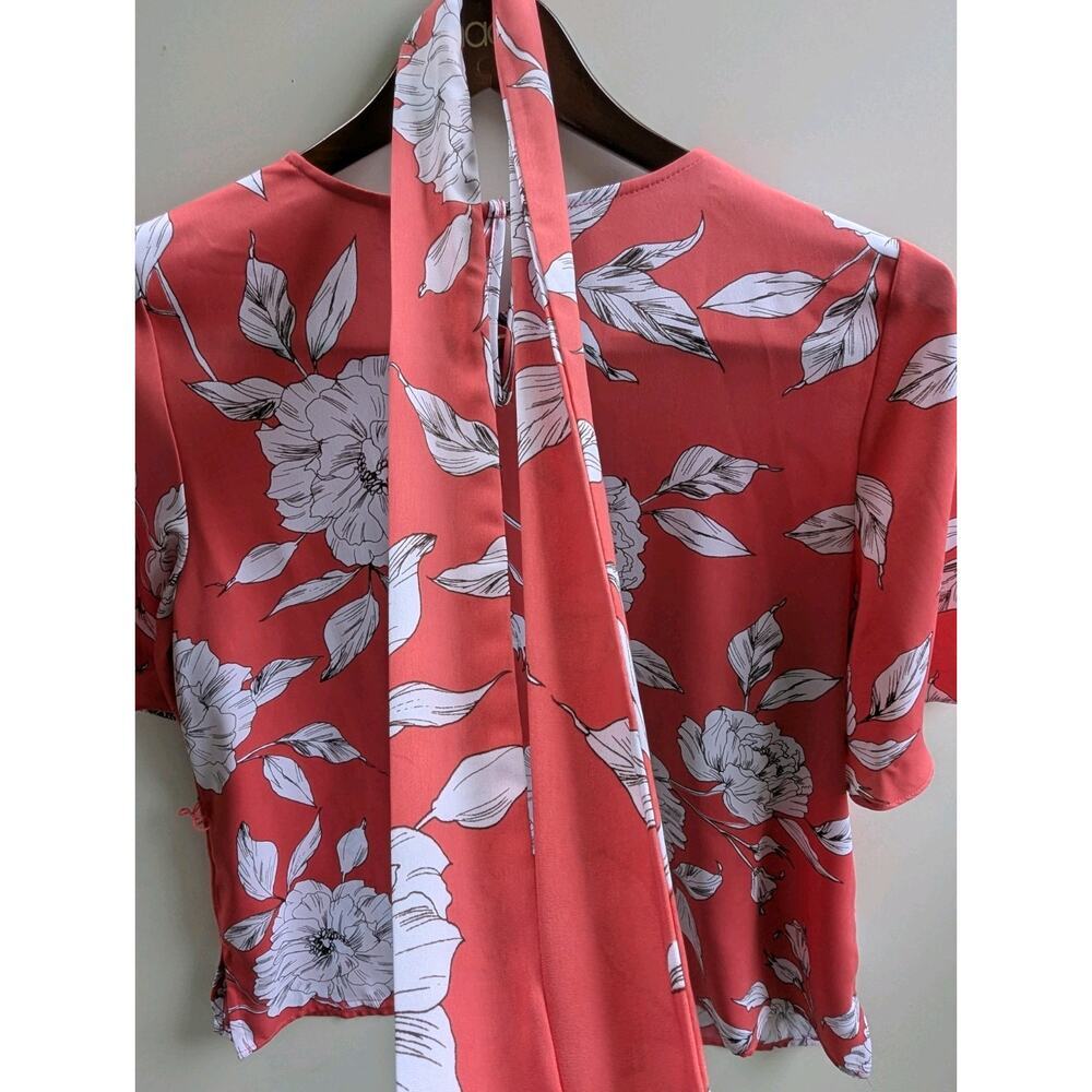 Womens Liz Clayborne Blouse, Size M, Melon color Floral 90s Y2K - Picture 8 of 10